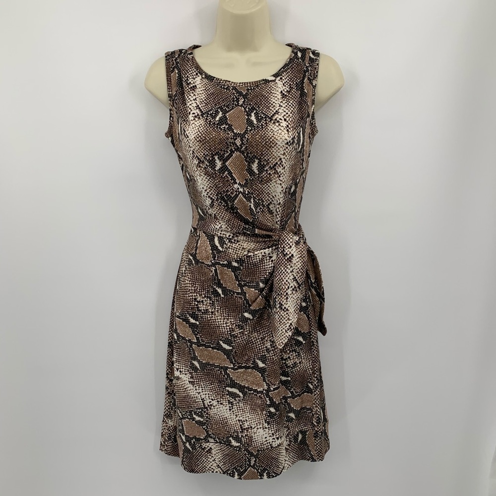 DVF Diane von Furstenberg New Della python camo shift dress silk tan snake 0